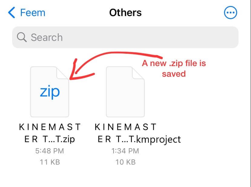 kmproject file is converted to zip file on ios